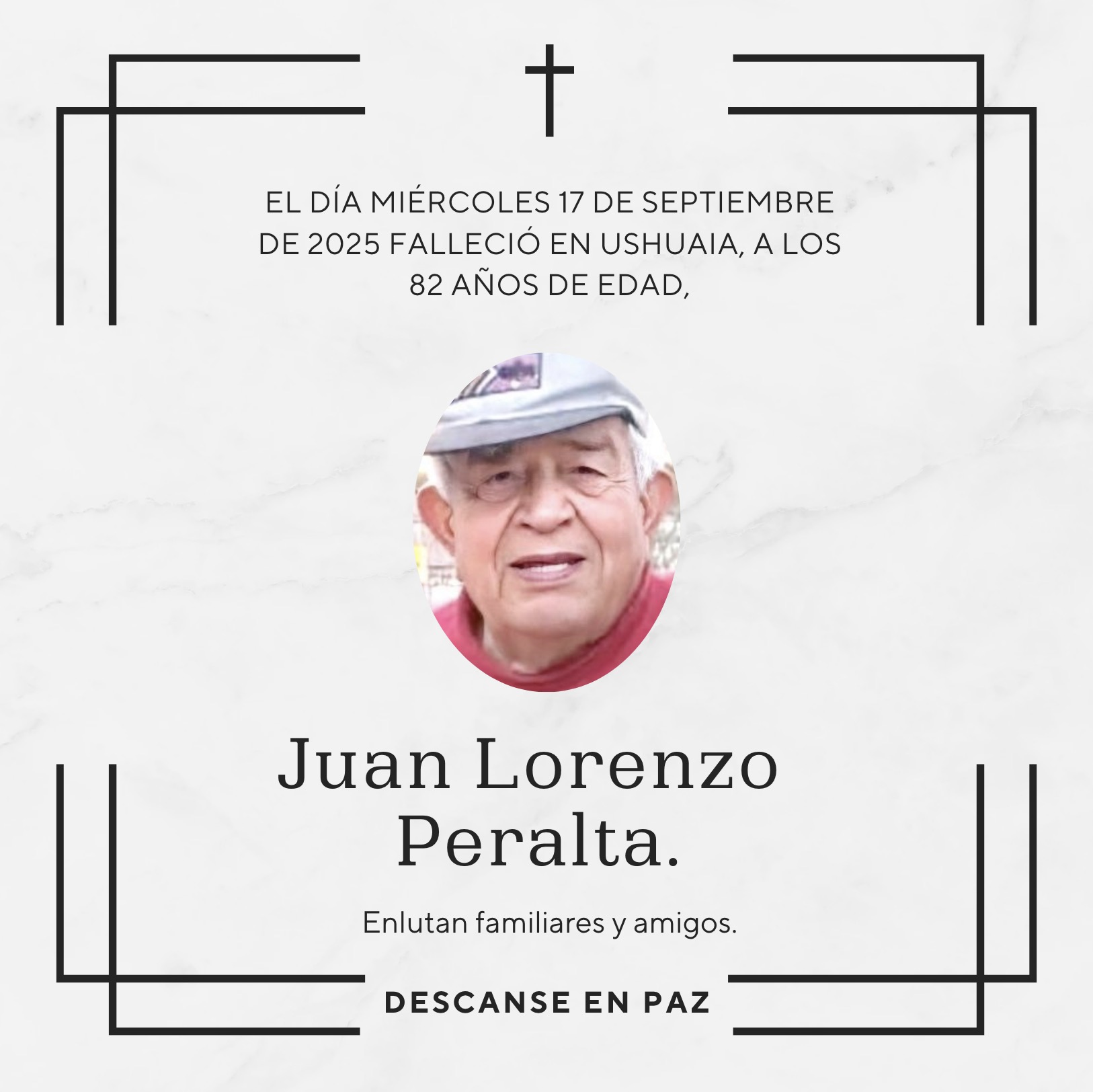 Fallecimiento | Juan Lorenzo Peralta.